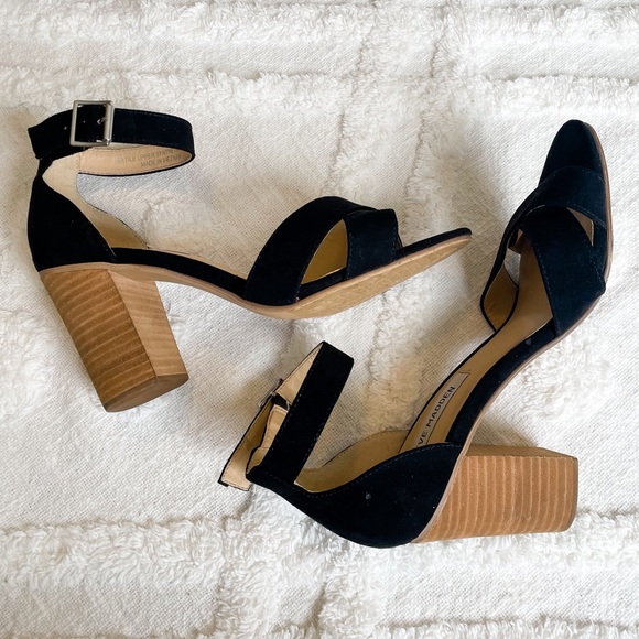 Steve Madden, chunky heel black sandals with cross toe, women’s size 7.5 - Picture 9 of 11